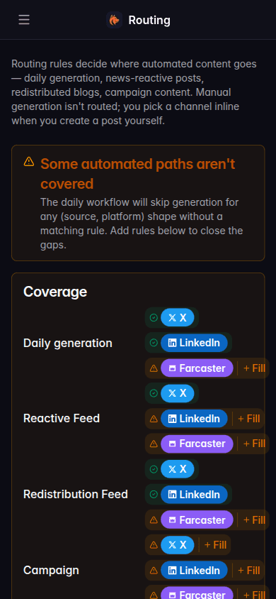 Routing coverage on mobile