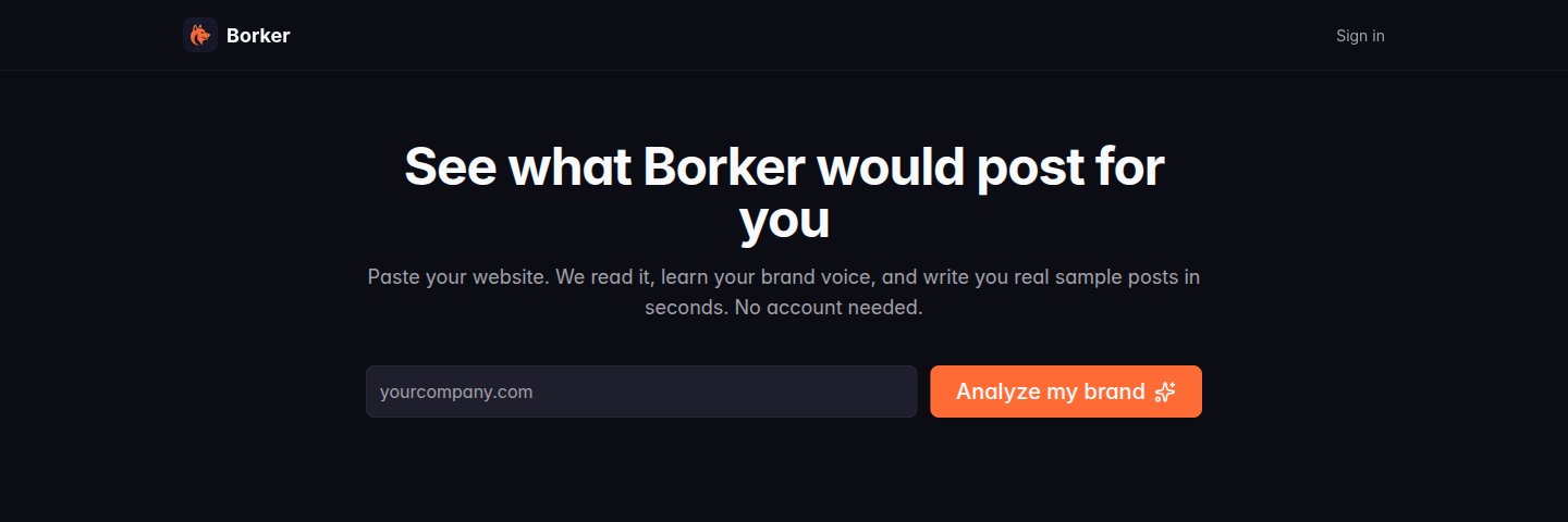 Paste your website URL, no account needed