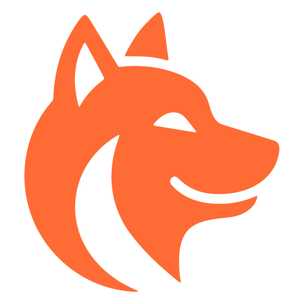Borker mark: Shiba head silhouette in orange