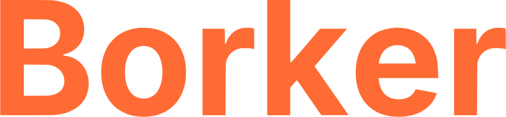 Borker wordmark in orange Inter Bold