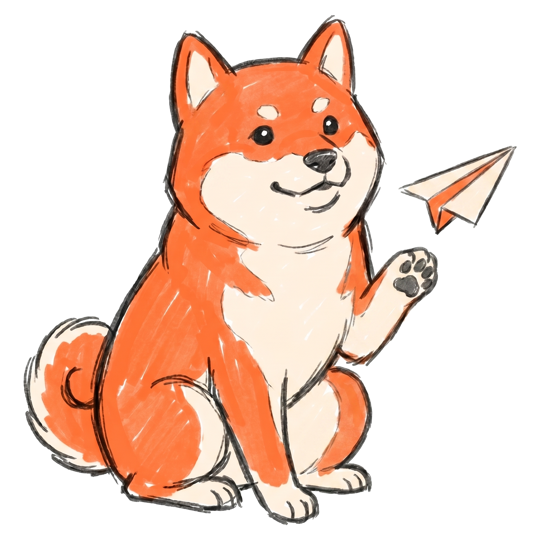 Borker Shiba releasing a paper plane