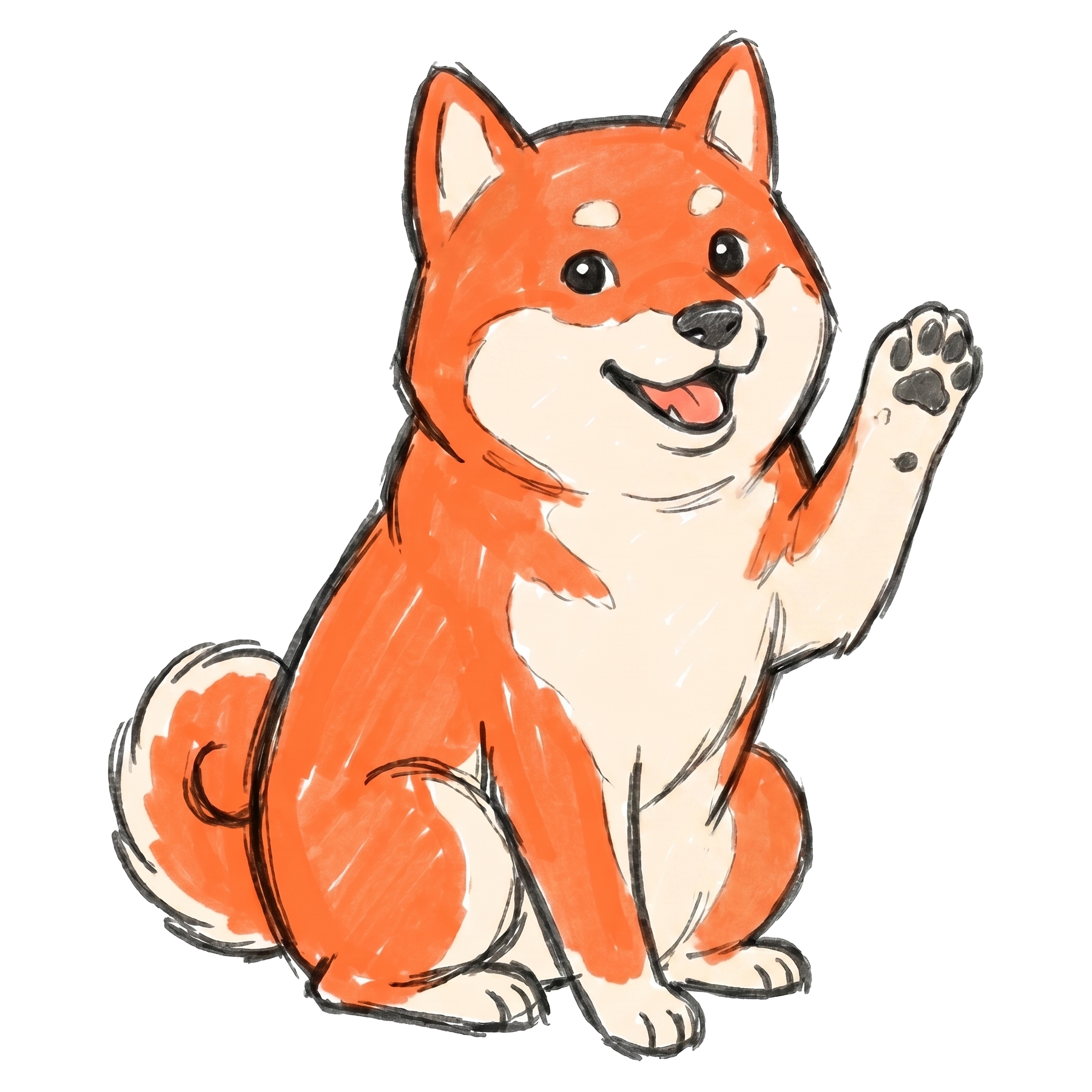 Borker Shiba sitting tall with one paw raised