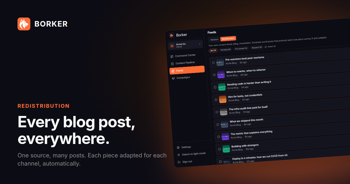 Dark social card for the Redistribution view