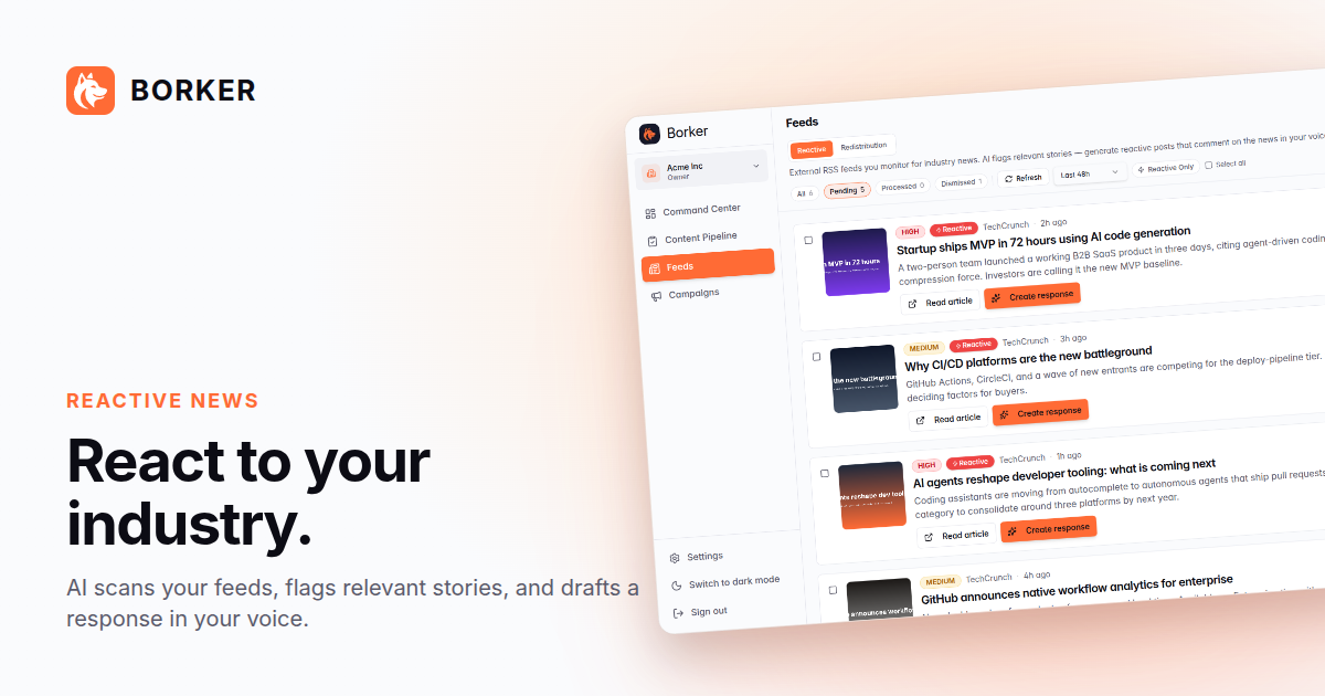 Light social card for the Reactive news view